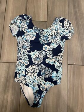 Lilly Pulitzer Navy Blue Floral Kids One-Piece Swimsuit